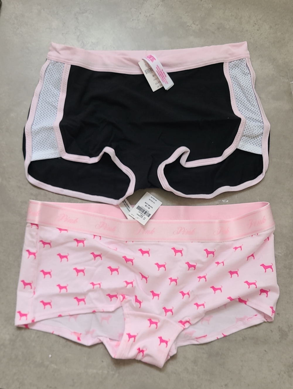 NWT Pink Victoria's Secrer Boyshorts Medium Tailgate Tease Dog Black Panties